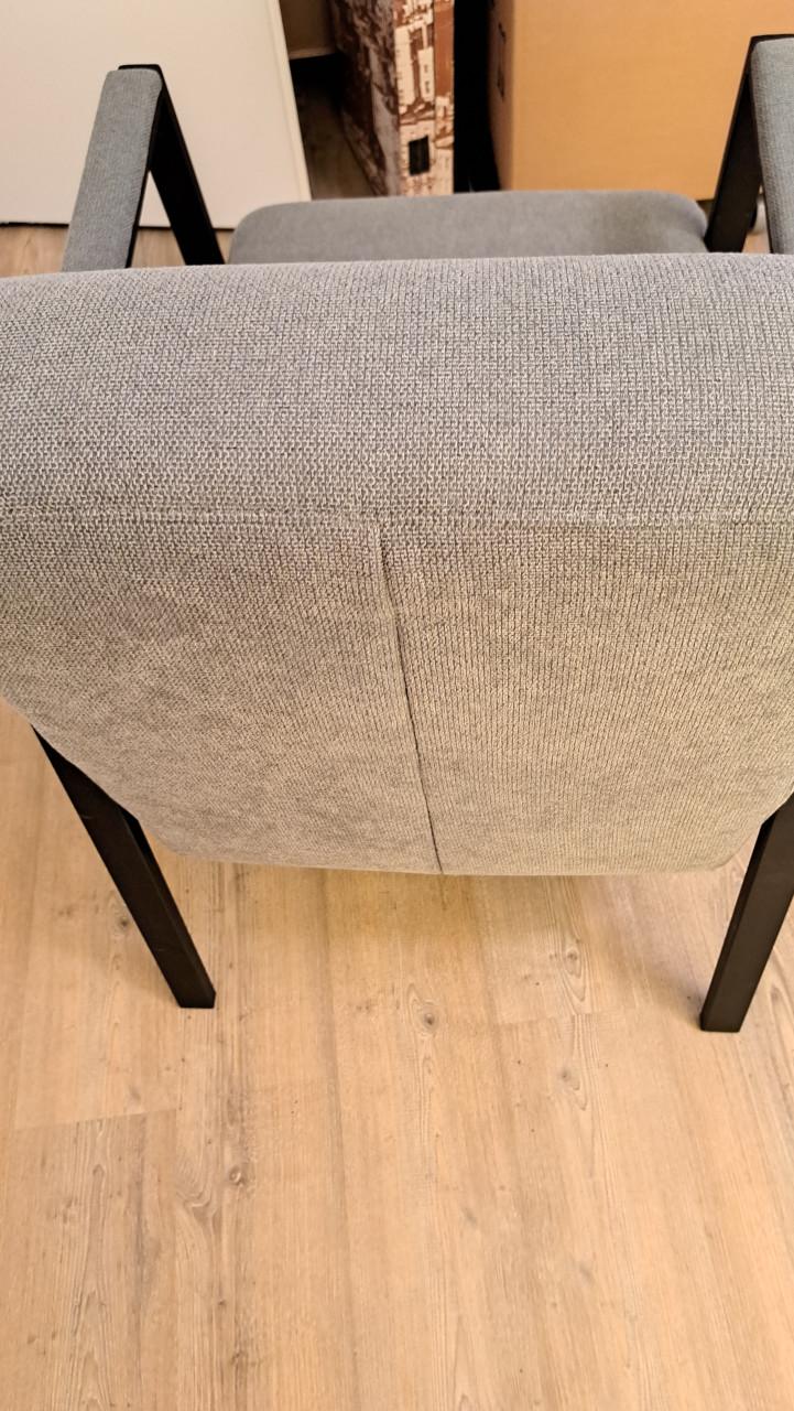 Mooie moderne fauteuil grijs stof/metalen frame