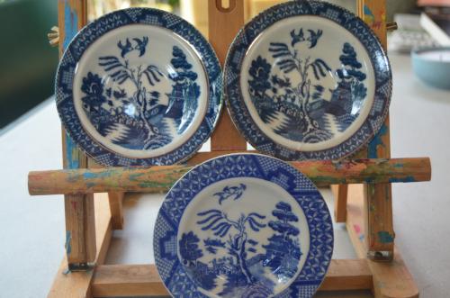 3 Chinese bordjes 'wilgenpatroon' ipst.