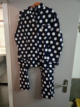 Donkerblauwe doorknoop-pyjamaset Maat M Evora  Nieuw