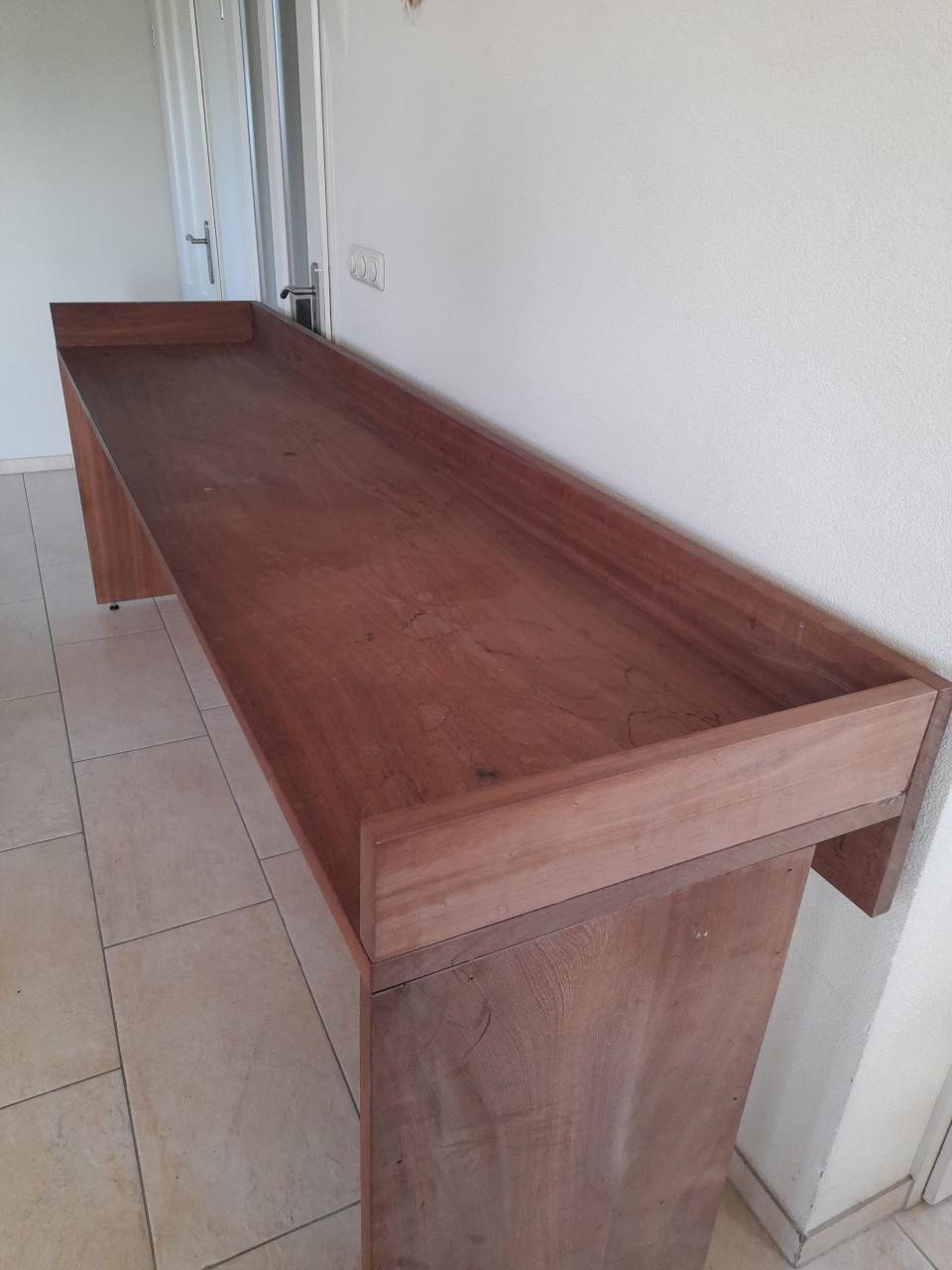 Massief hard houten Werkbank / plank  260 x 58 x 3 cm dik blad (i.g.st.)