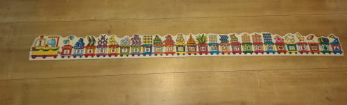 Z.g.a.n. houten vloerpuzzel lange trein