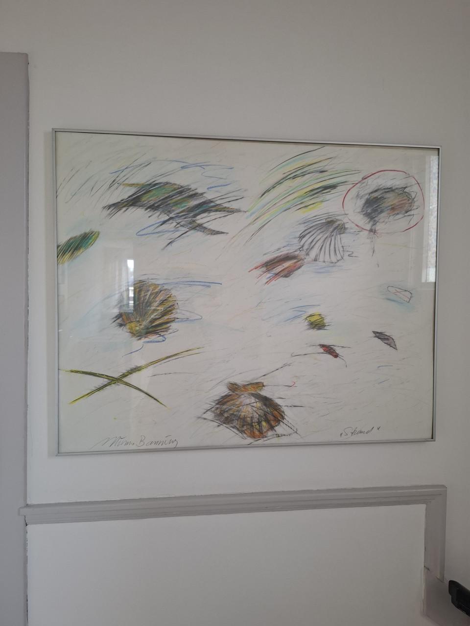 Originele tekening van Minno Banning van het strand