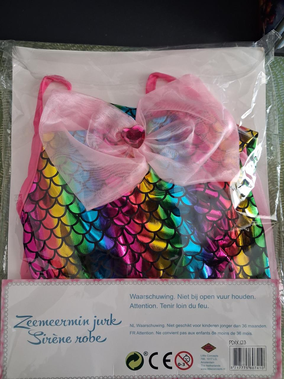 Zeemeerminnenjurk ( kinderen 3 tot 5 jaar ) Nieuw in verpakking