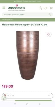 Grote stenen koperkleur vaas 70 cm