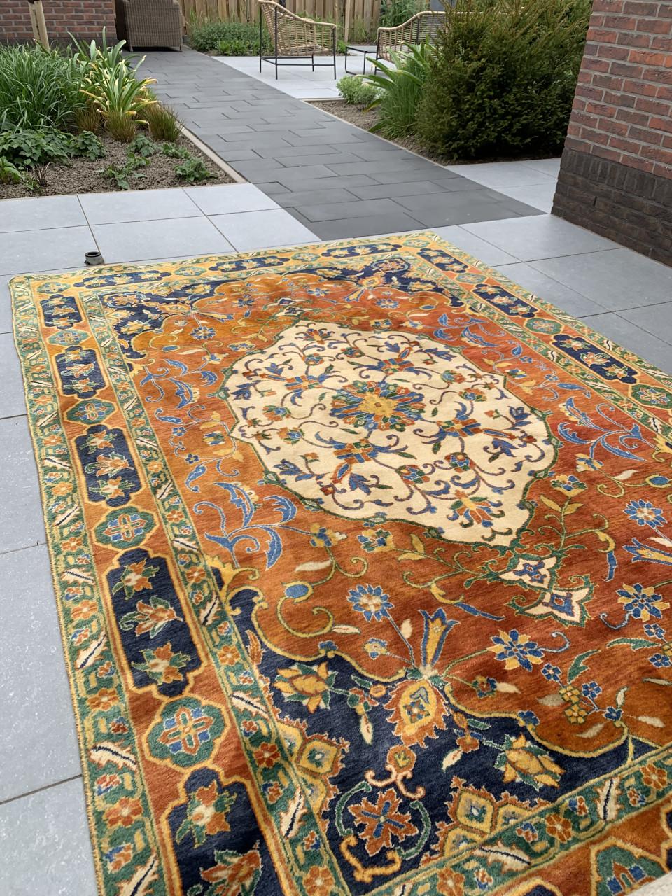 🧡Schitterend Sfeervol Kleurrijk Handgeknoopt Vloerkleed uit India🧡