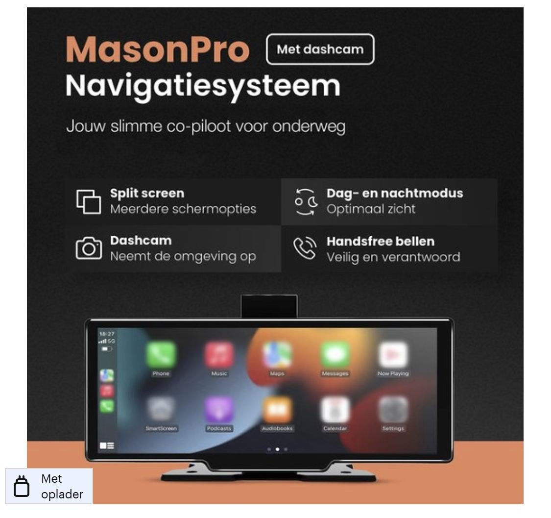MasonPro Navigatiesysteem, voor Apple Carplay & Android Auto