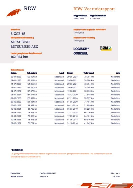 Mitsubishi Asx 1.6 cleartec invite+ | orig. nl | trekhaak