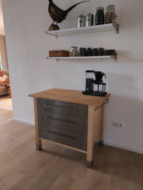 Ikea grenen met roestvrijstalen laden keukenblok