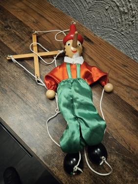 Vintage houten Pinokkio marionetpop - Handgemaakt