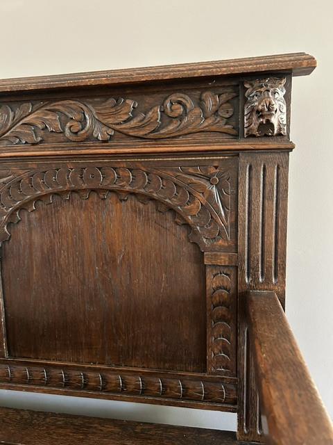 Antieke houten halbank / kistbank