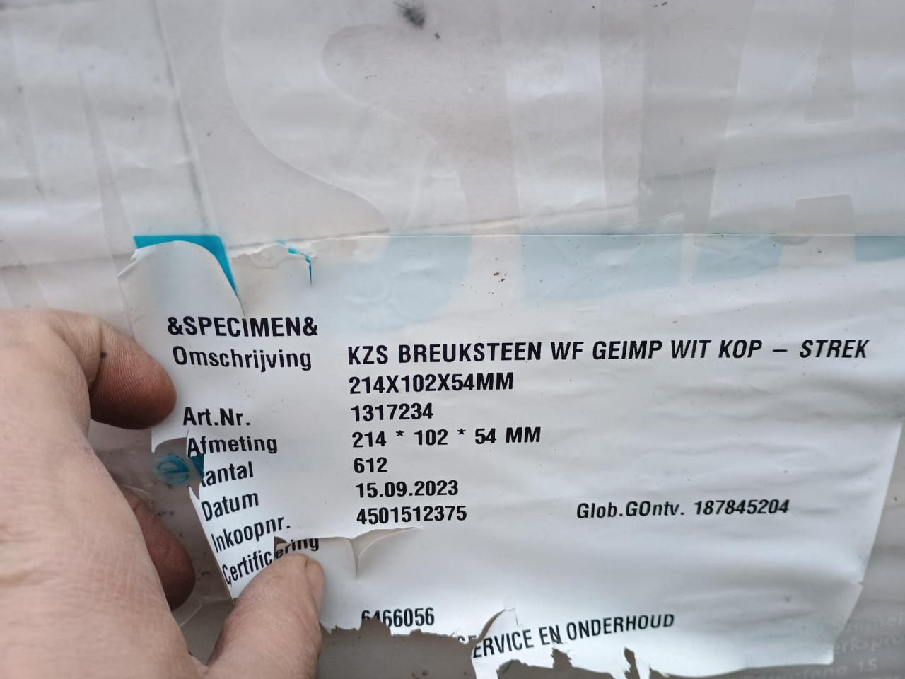 KZS Breuksteen WF Geïmpregneerd Wit – Kop / Strek  805-900 stuks