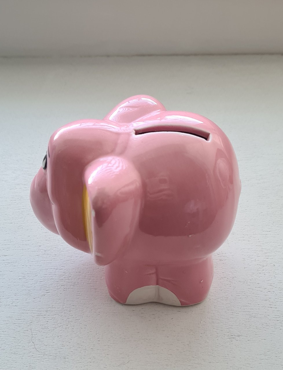 Aardewerk roze olifant spaarpot 10 cm hoog, 12 cm lang