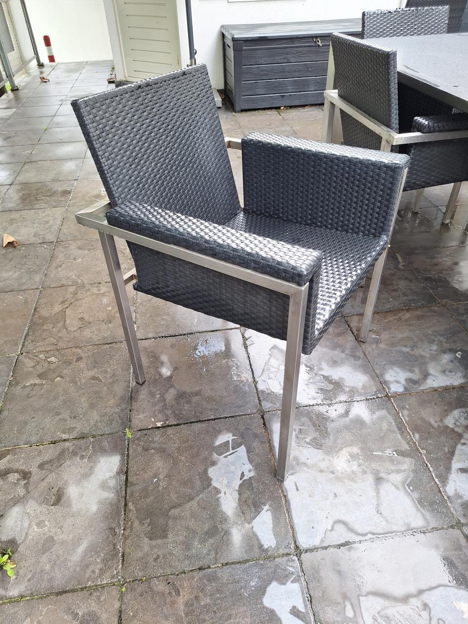 6 Tuinstoelen met RVS frame