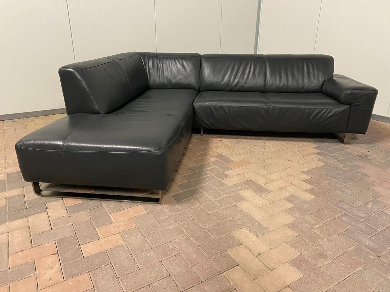 Zwart Antraciet Echt Leren Hoekbank - Gratis Levering NL