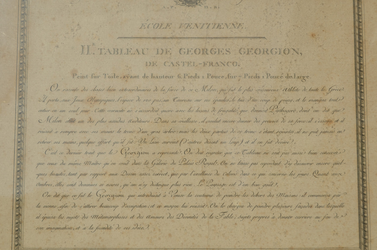 Franse gravure 'Milon le Crotoniate' coll. Duc d'Orleans
