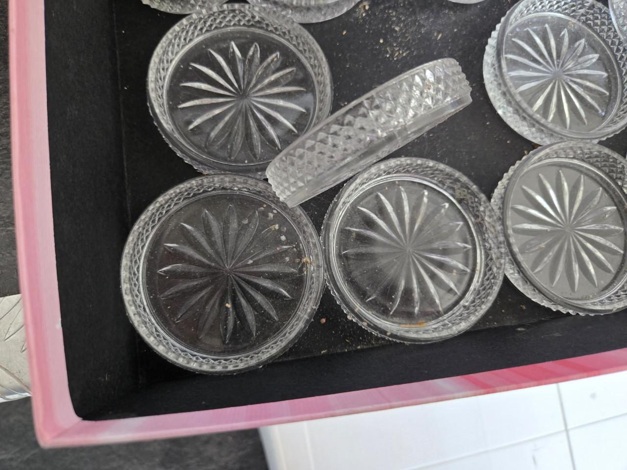 Vintage kristallen onderzetters, 13 stuks. Ø 7.5 cm H 1.5 cm