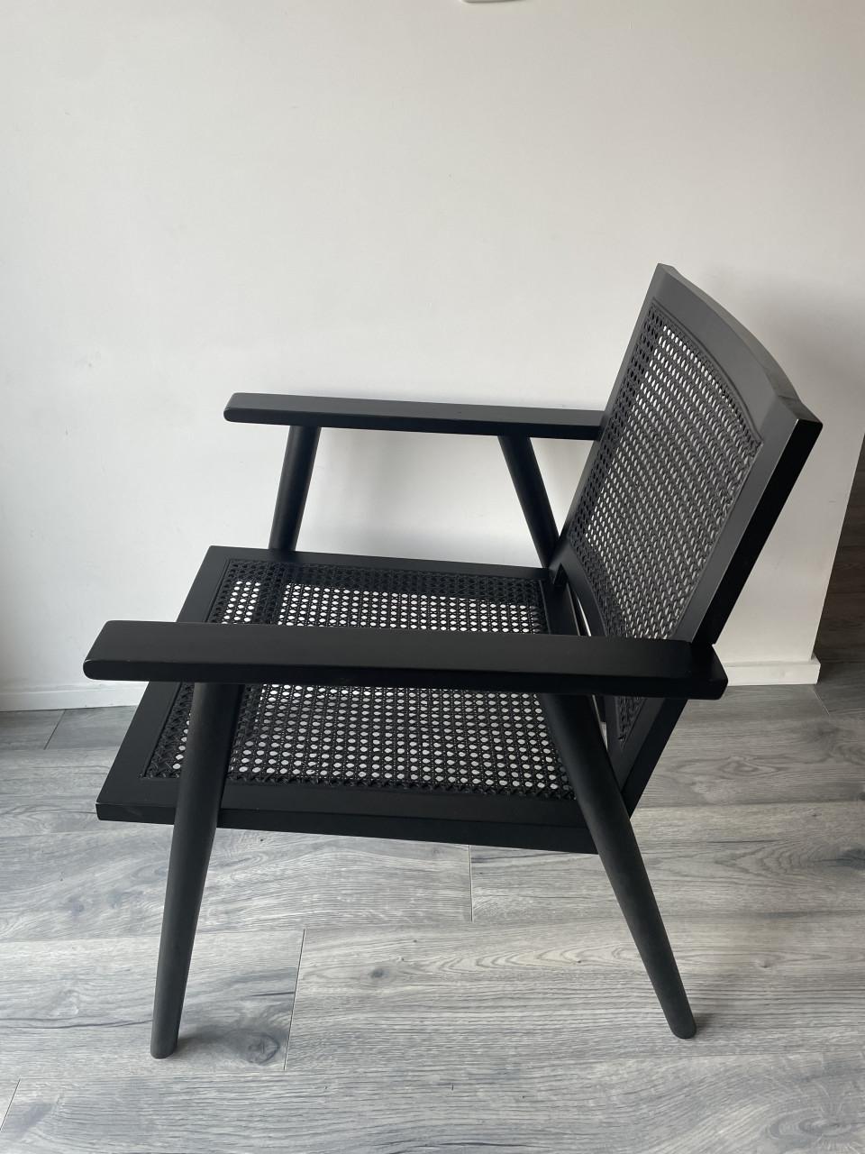 Industriële moderne webbing fauteuil zwart