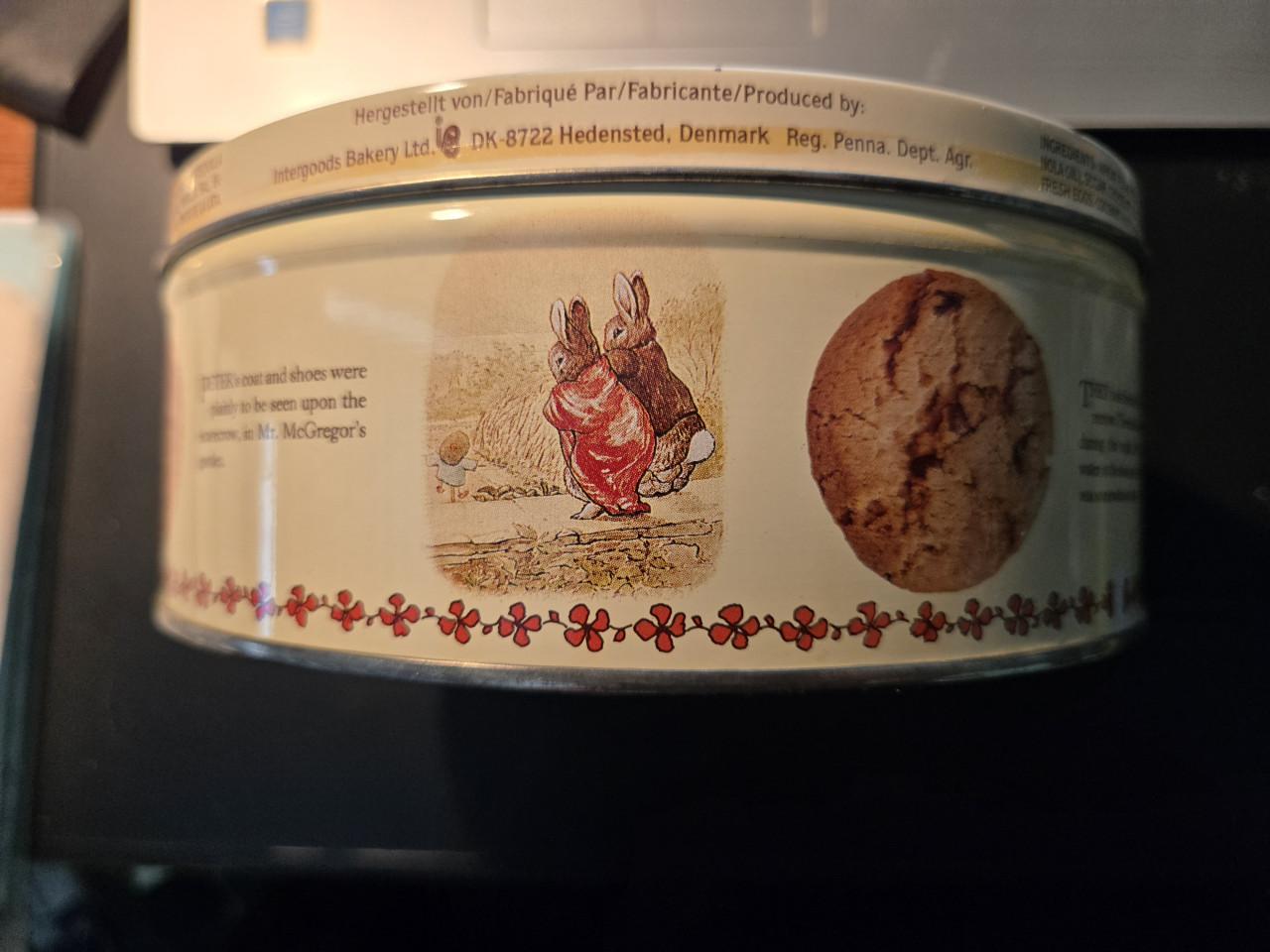 Vintage koektrommel uit "The World of Beatrix Potter"