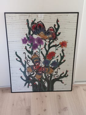 Originele batik uit indonesie in lijst achter glas