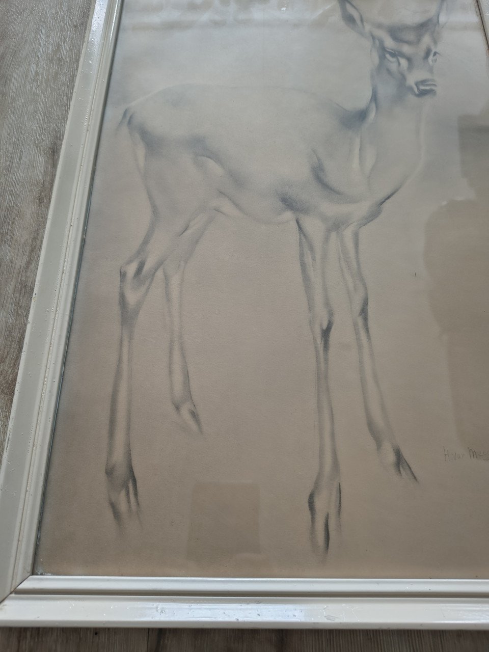 H. van Meegeren - hertje. Schets, welbekende schilderij hert