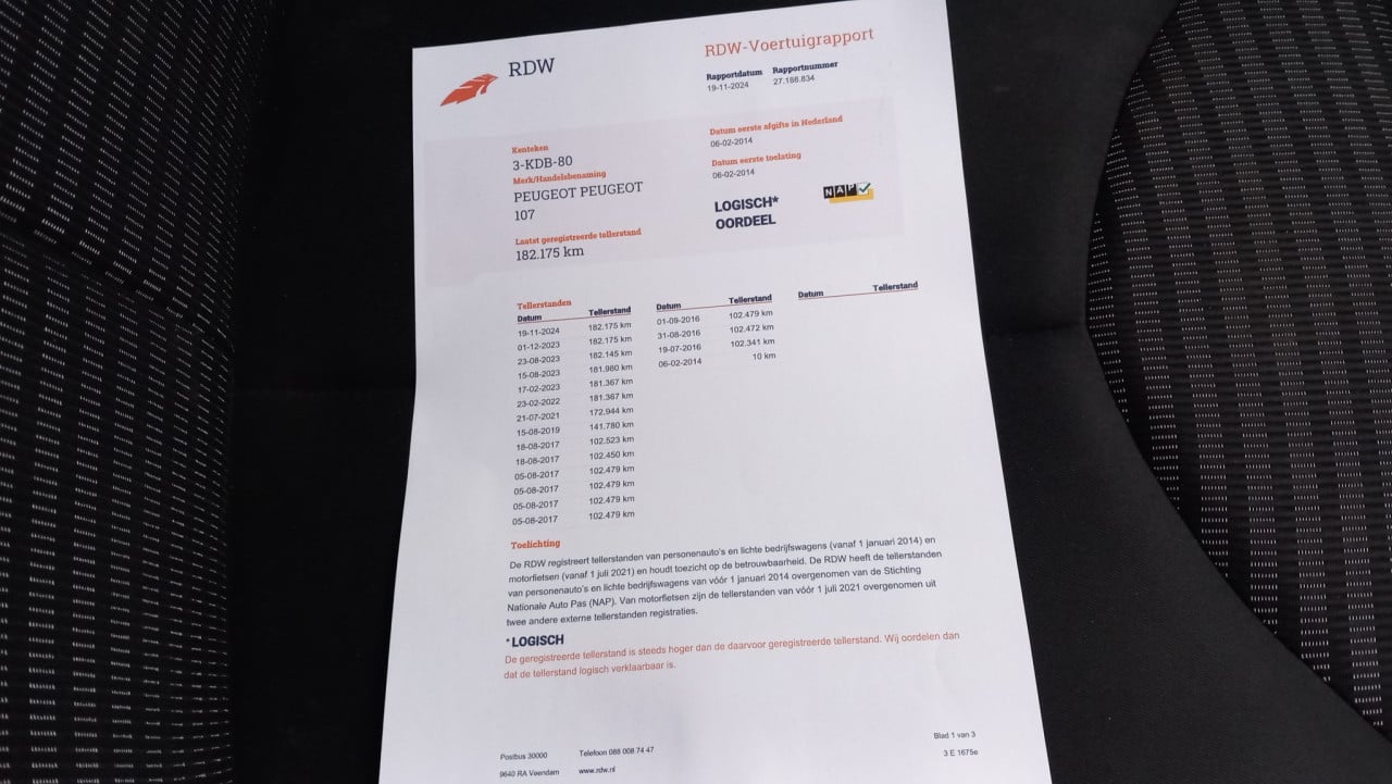 Peugeot 1.0 12v 107 Active 3deurs bj:2014 led-airco apk 2026