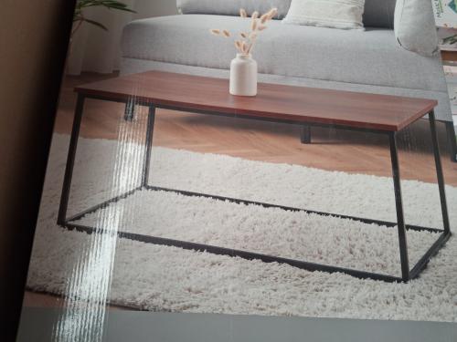 Nieuwe industriële salontafel 90 cm – houtlook met zwart frame