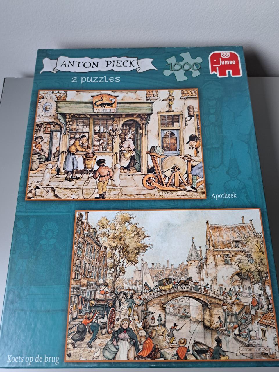 2 puzzels Anton Pieck in 1 doos van 1000 stukjes.