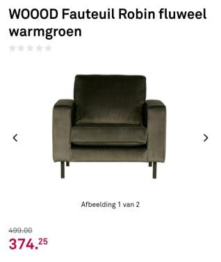 Stoel donkergroen fluweel, merk Woood Robin