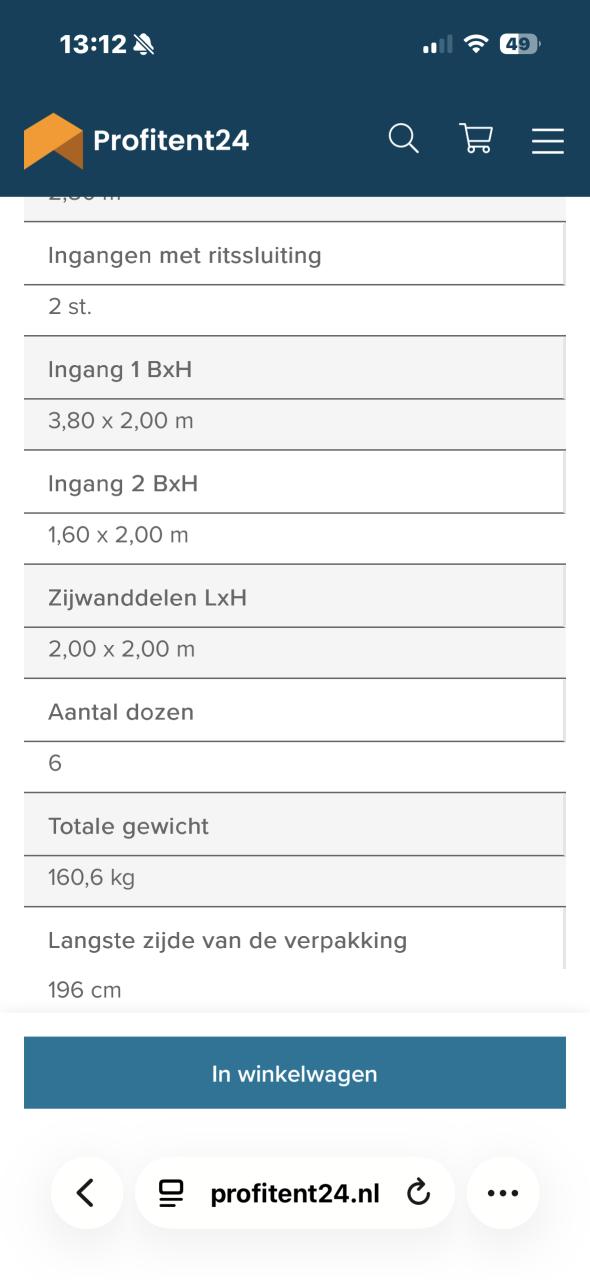 Te huur PVC partytent 5x12 incl 3 biertafelsets