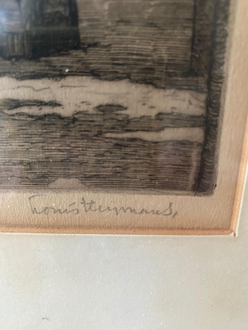 Mooie ets van abdijpoort Middelburg van Louis Heymans