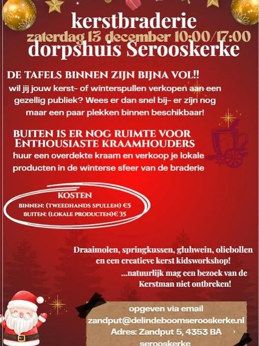 Kerstbraderie Zaterdag 13 december zoekt jouw