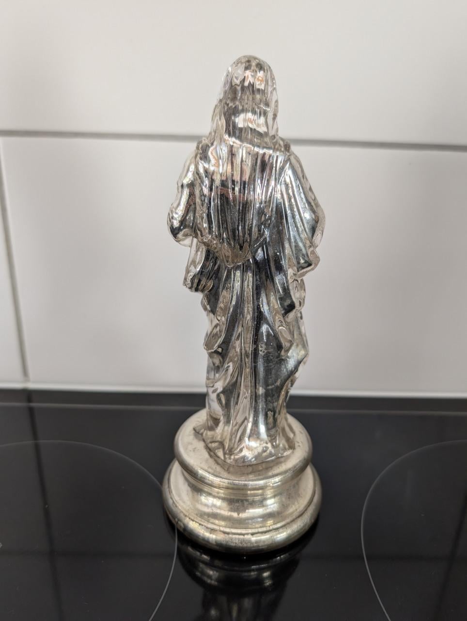 Maria beeldje zilver glas