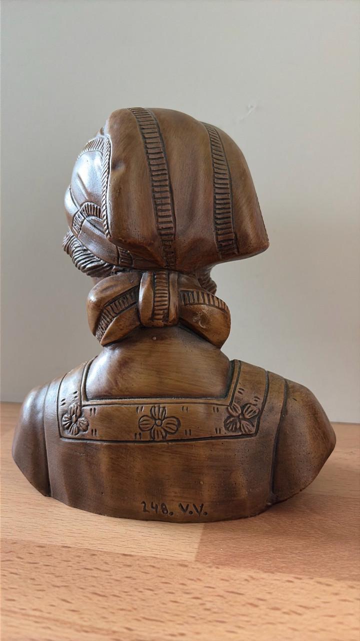 Antieke Art Nouveau Buste Meisje met Hoofddoek