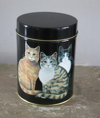 Zwart blik met katten poezen print