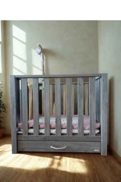 Stevige TWF babybox met lade – midden grijs