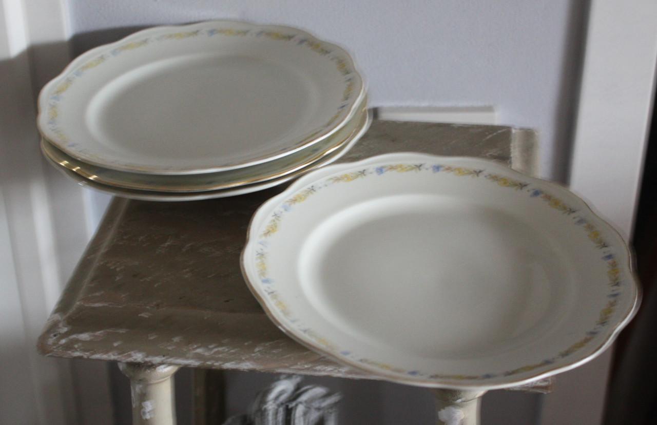 Set van 4 borden met bloemen rand