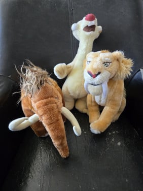 3 knuffels Ice Age 3 , Manny, Sid, Diego
