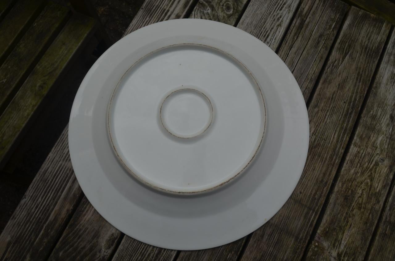 Schitterende witte aardewerk schaal / schotel ipst en groot!