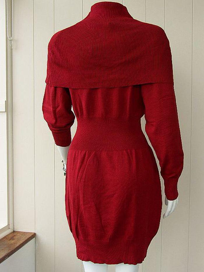 SÁBETH: Nieuw fijn gebreid trui/jurkje dieprood 100% zijde S+M+L € 280