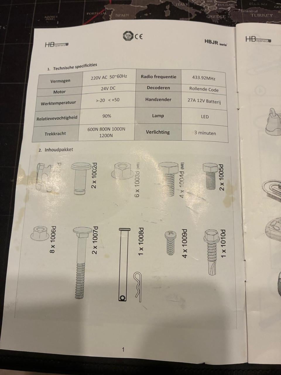HBJR Kanteldeur motor compleet met AB