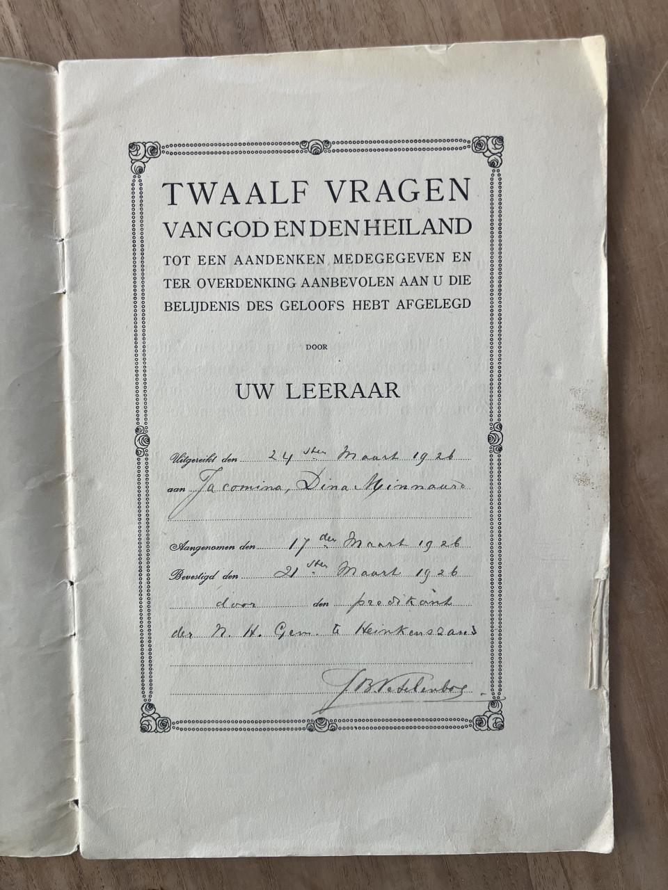 Boekje 12 vragen van God den Heiland