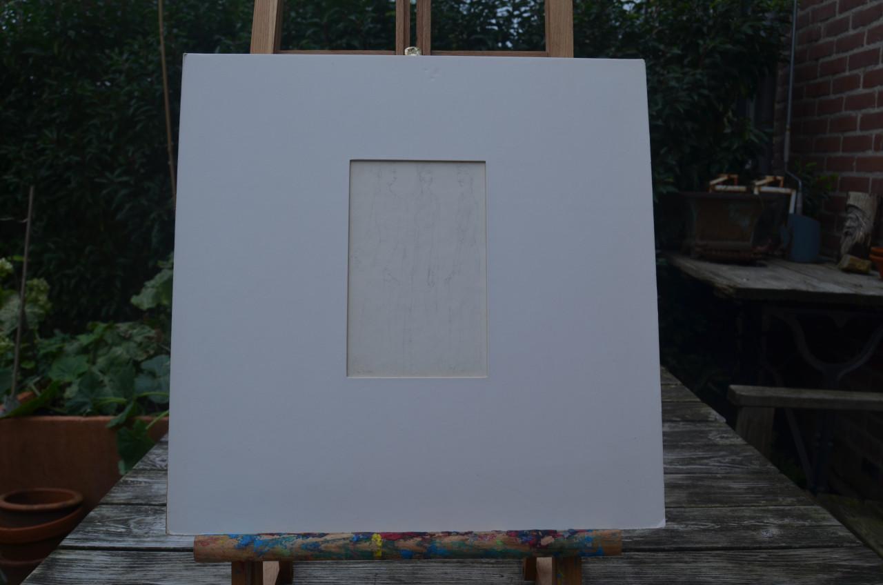 Ets/grafiek uitgemergelde mensen gesig. Jansen + 2 schetsen