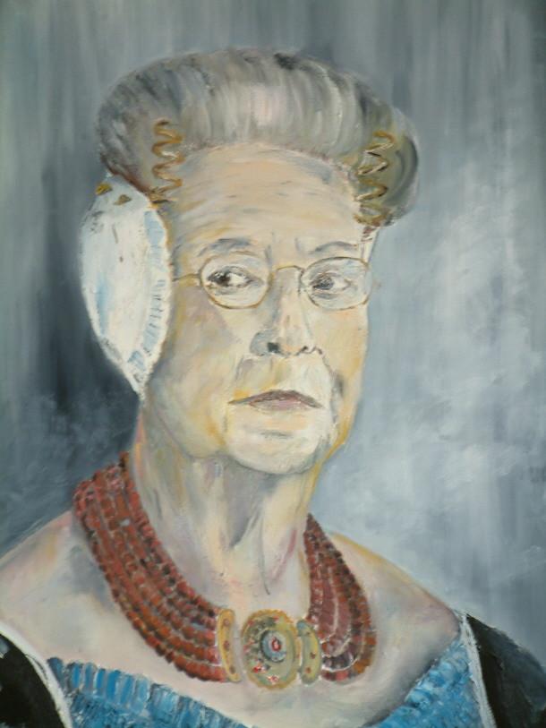 Zeeuwse  de echte boerin  geschilderd in olie verf op doek 60 x80 cm