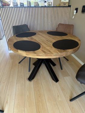 Ronde mangohouten eettafel 120 cm