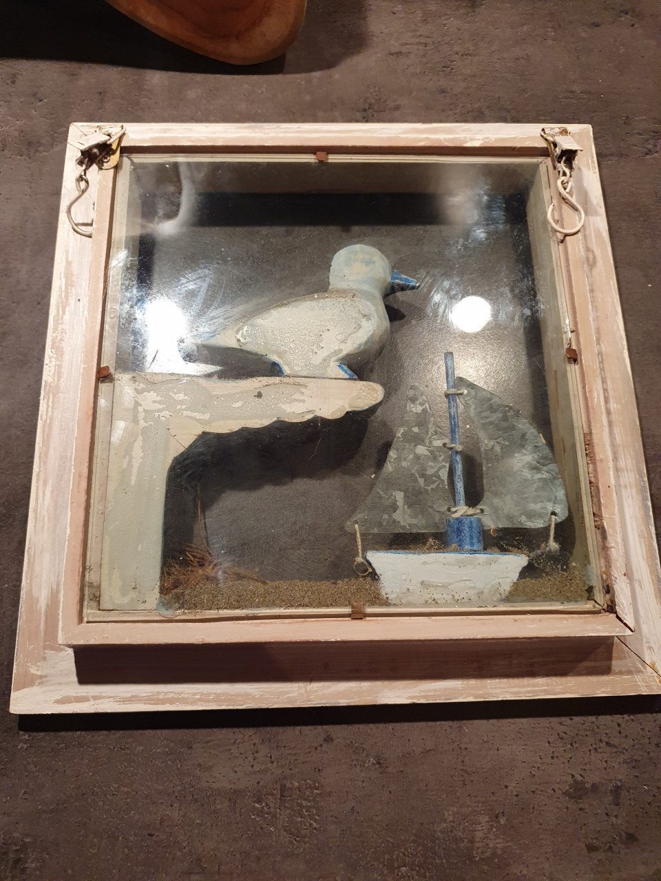 Leuke martitieme Wand decoratie van metaal, glas en hout, in goede staat...