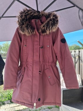 Roze winterjas maat L van de Only