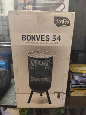 Bonfeu Barbeque/vuurkorf met gietijzeren plaat
