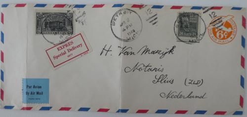 Envelop, 1940, Detroit – Sluis, EXPRES, AIR MAIL
