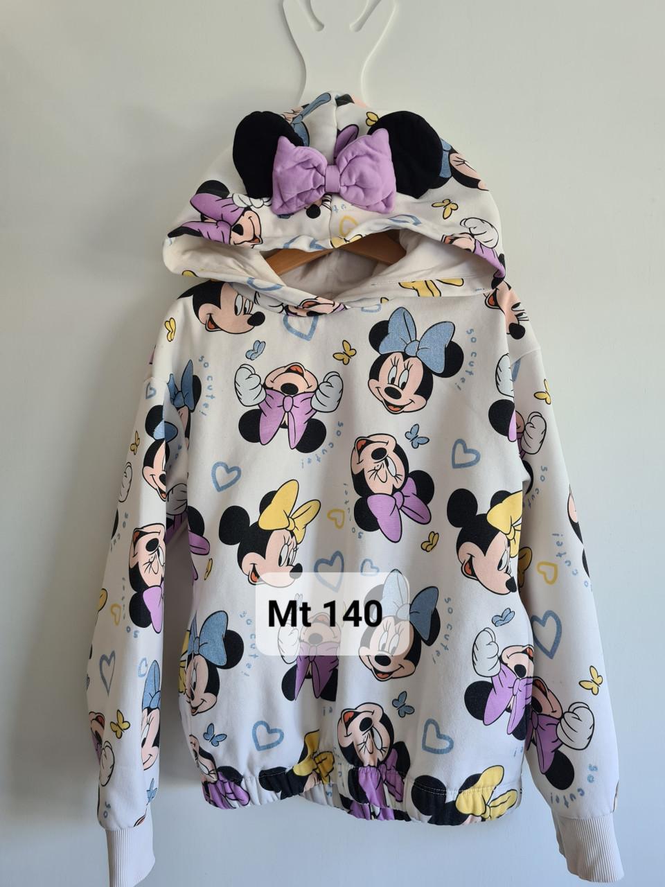 Minnie Mouse wit met kleuren hoodie met capuchon  Maat 140