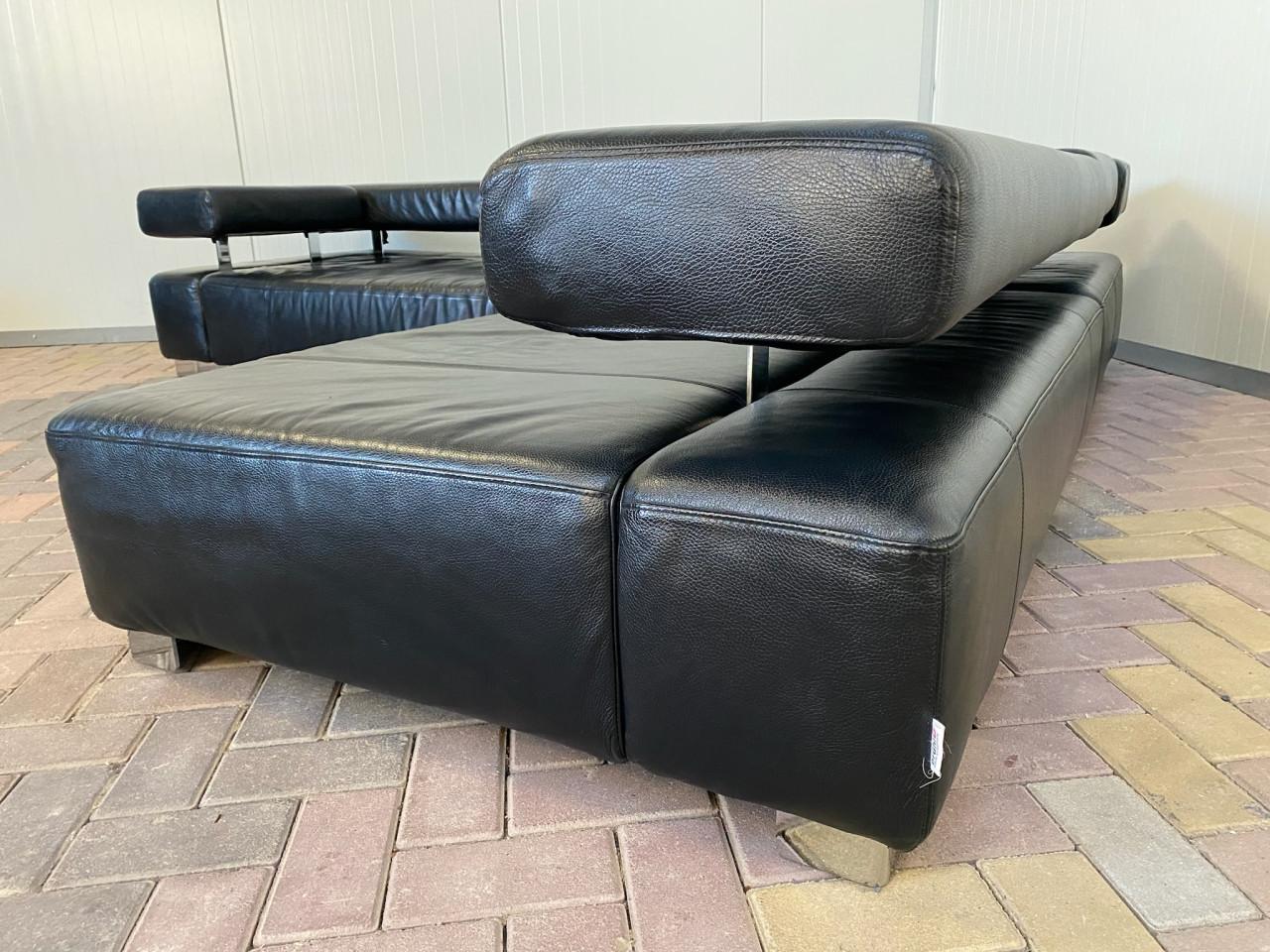 Bruhl Zwarte Leren Hoekbank-Ruime Lounge – Gratis Levering NL